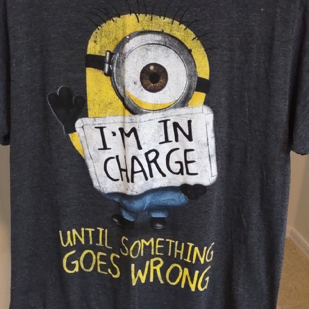 Despicable Me Dark Gray T-Shirt "I'm In Charge Until Something Goes Wrong"